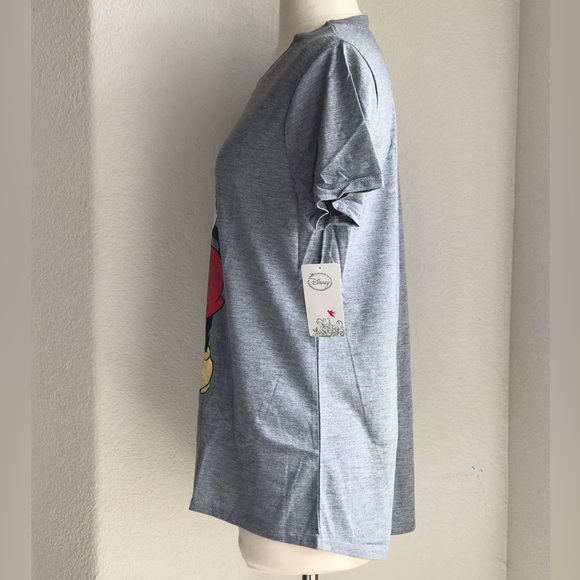 Disney Mickey Mouse Gray Short Sleeve Fitted T-shirt Scoop Neck Women sz Large - Picture 6 of 16
